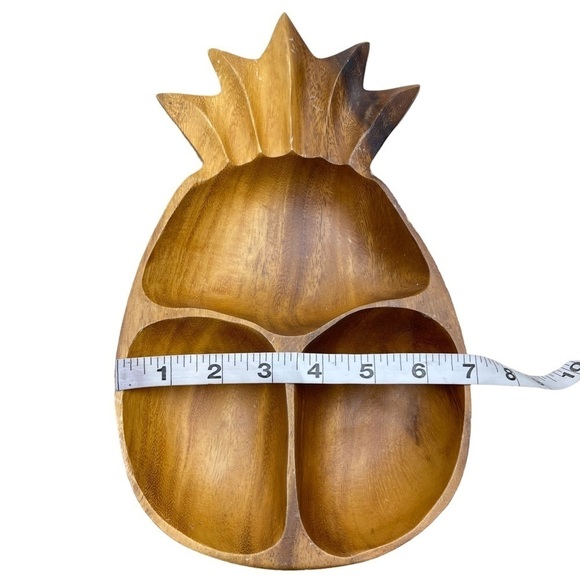Monkey Pod Wood Serving Snack Bowl Set Carved Pineapple Vintage Tiki Decor - Picture 8 of 12